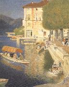 Joseph E.Southall The Quay,Orta oil painting